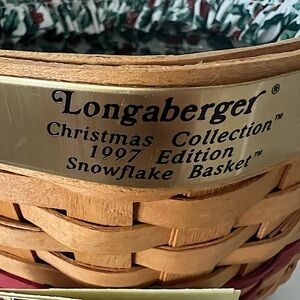 Vintage 1997 & Rare Longerberger Red Snowflake Basket with 2 Liners